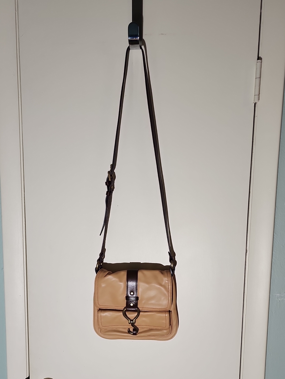 Cole Haan Tan Crossbody Bag with Dark Brown Strap